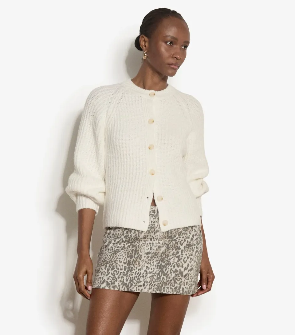 Women's White Cotton Rich Knitted Button Up Cardigan