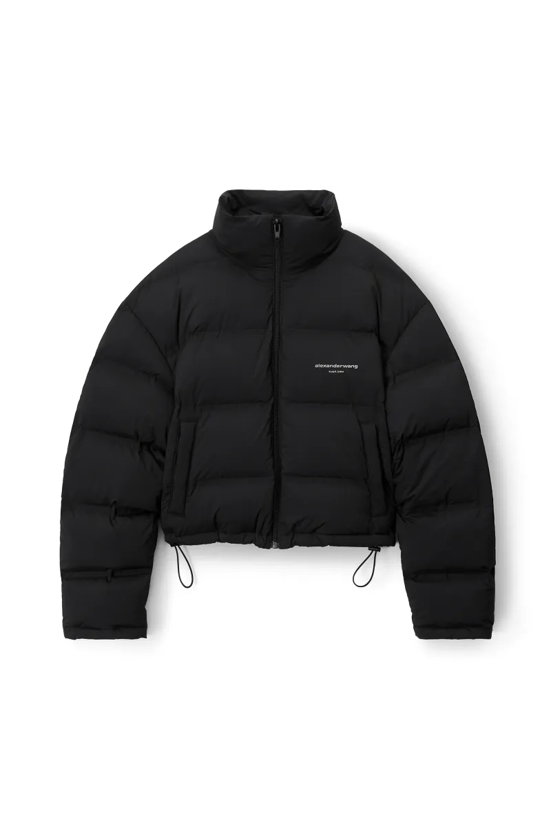 Black Logo Reflective Puffer Coat