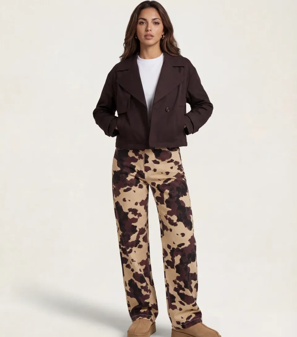 Women's Brown Cropped Trench Coat