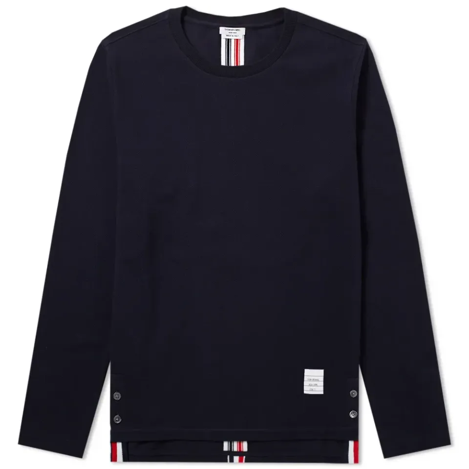 Long Sleeve Back Stripe Pique Tee