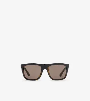 Embossed Check Square Sunglasses in Tortoiseshell