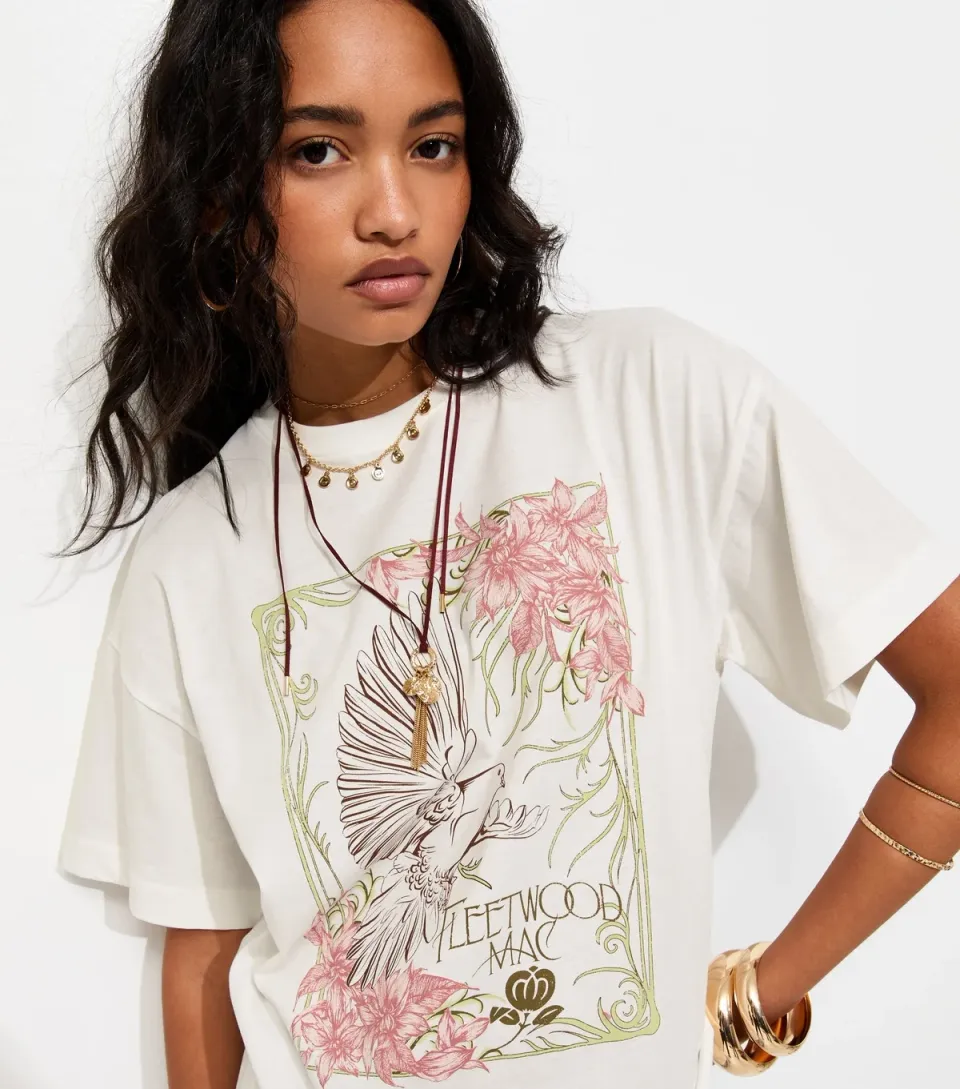 Women's Off White Cotton Fleetwood Mac Oversized T-Shirt