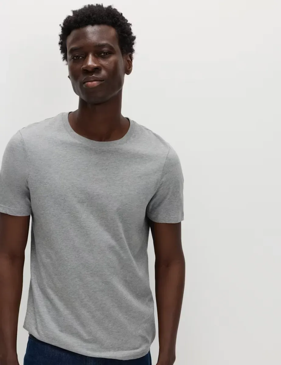 Pure Cotton Regular Fit Crew Neck T-Shirt Grey Marl