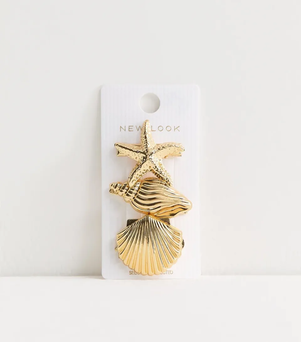 Gold Tone Pack Of 3 Coastal Hair Slides