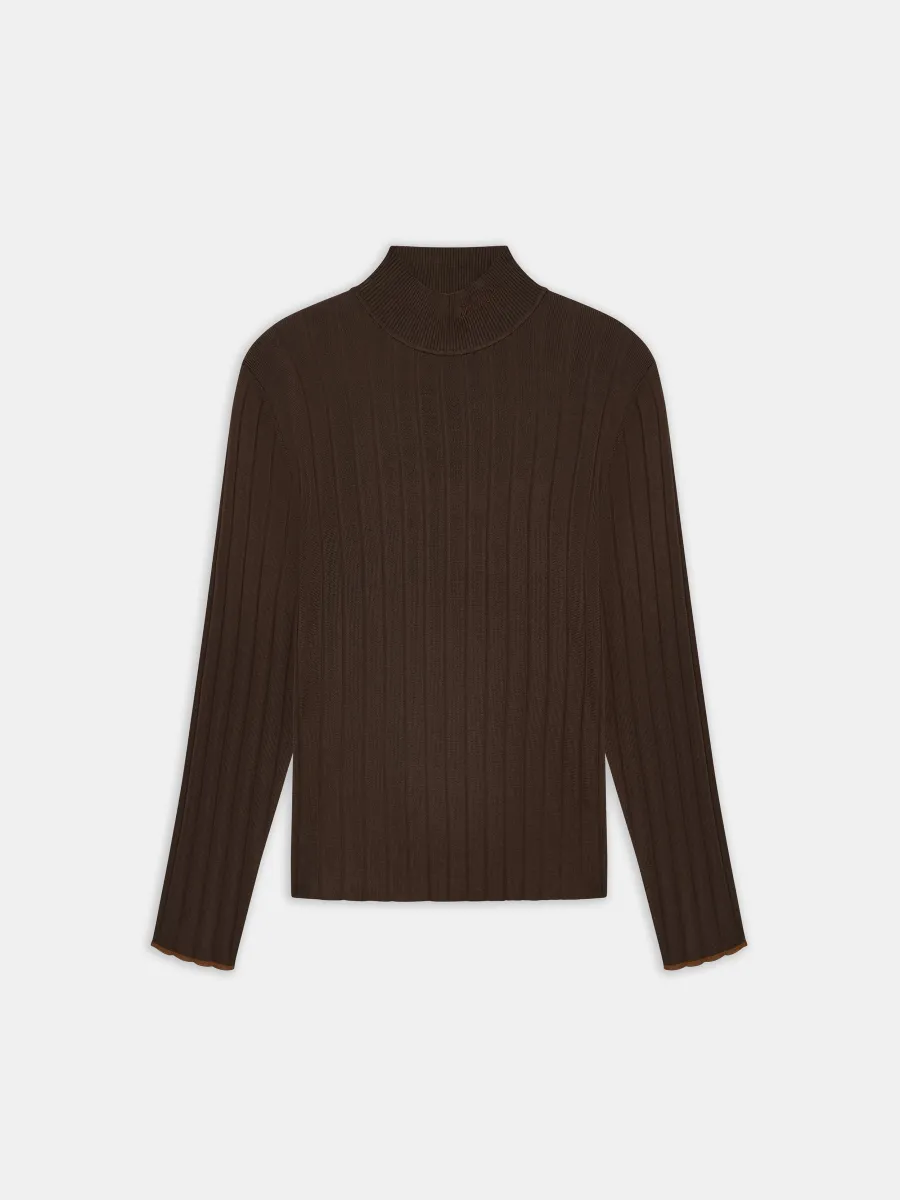 SCRIPT MOCK NECK SWEATER - DARK BROWN