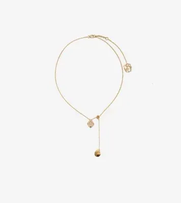 Shield Pendant Necklace in Gold/clear