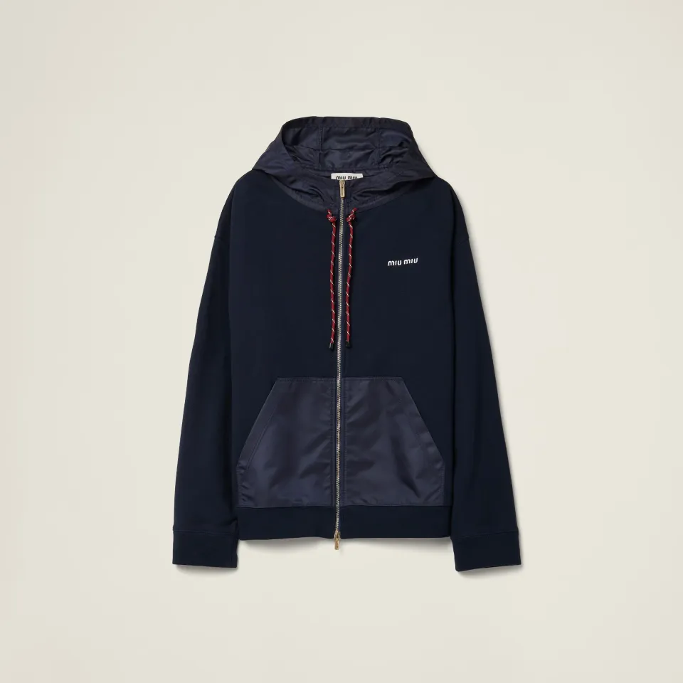 Cotton fleece zipper hoodie