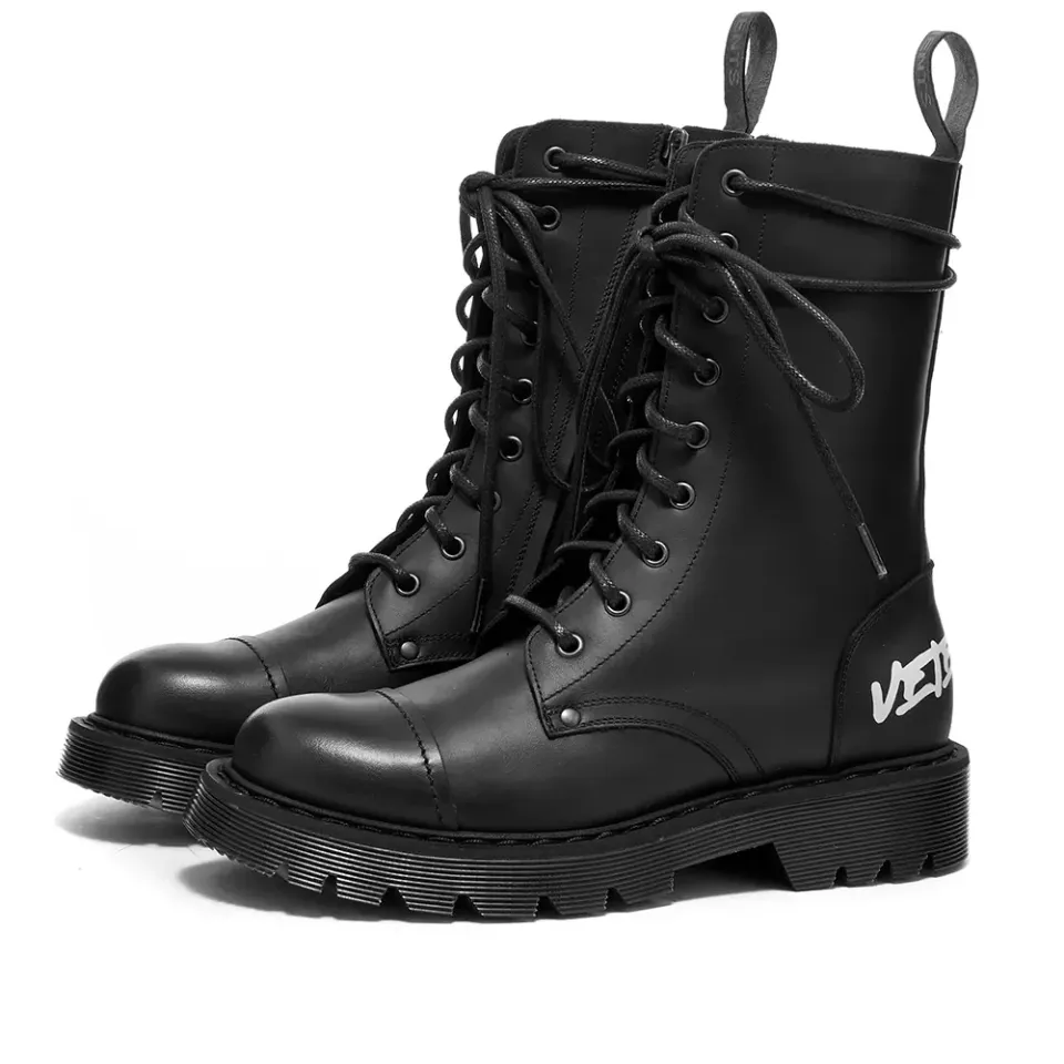 Logo Lace Up Military Boot