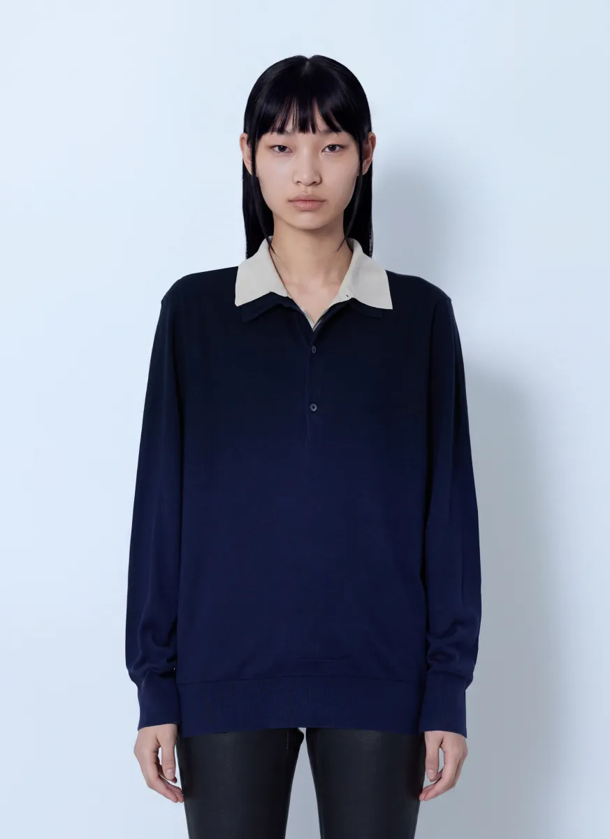 Silk Blend Polo Knit