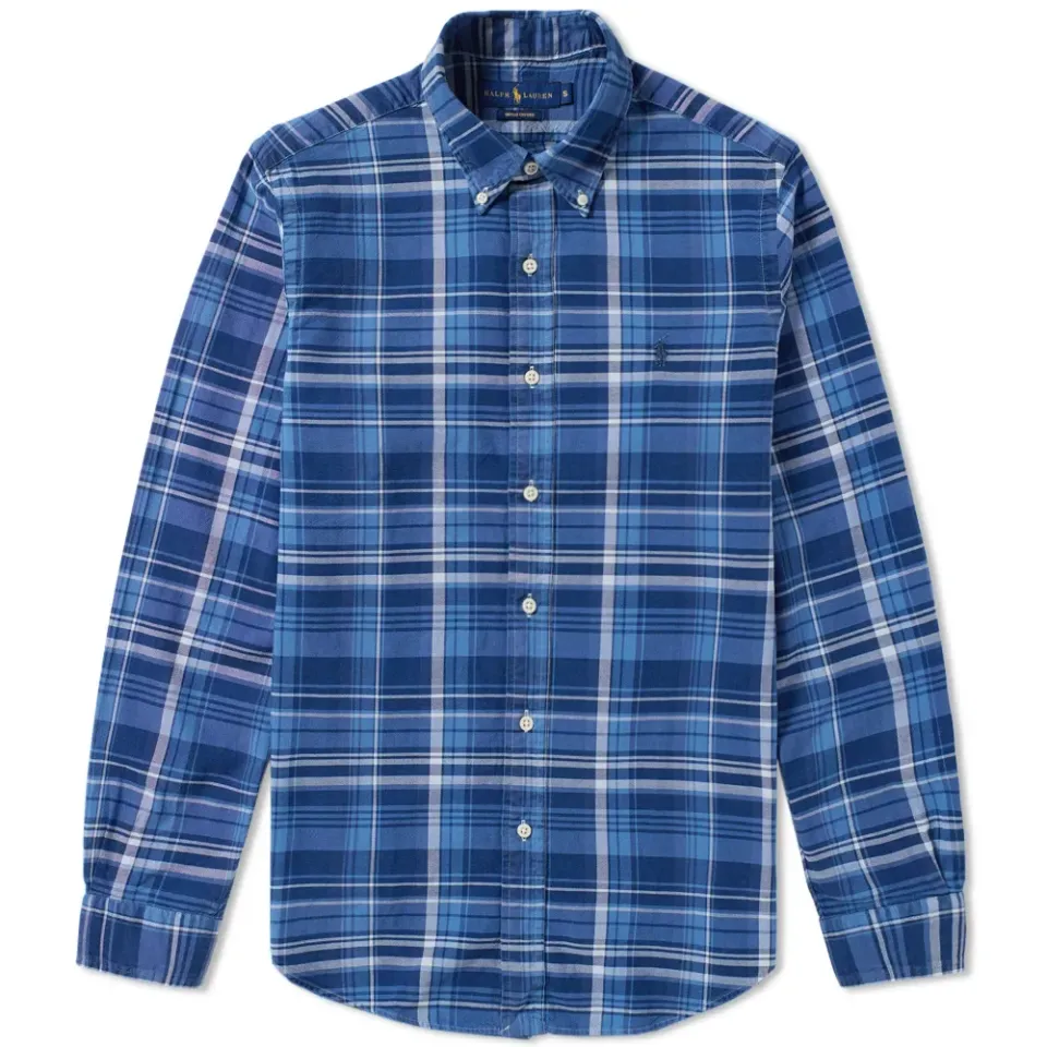 Custom Fit Button Down Check Oxford Shirt