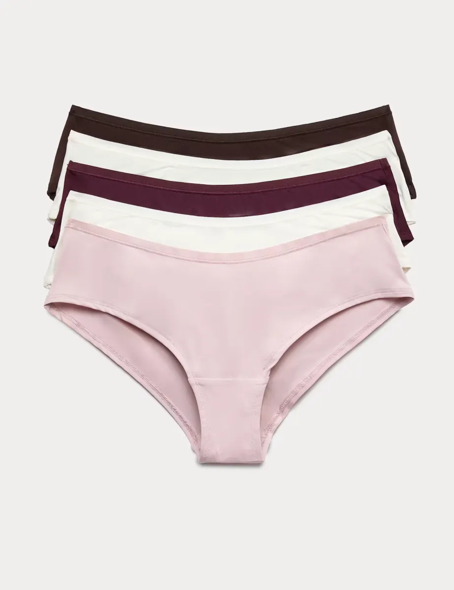 5 Pack Microfibre Hipster Knickers Bitter Chocolate