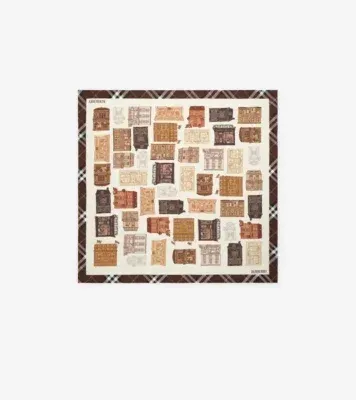 Storefront Print Silk Scarf in Treacle brown