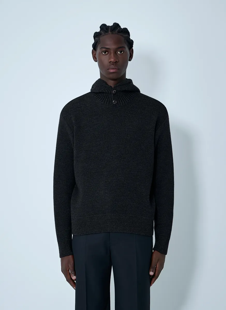Knitted Hooded Sweatshirt