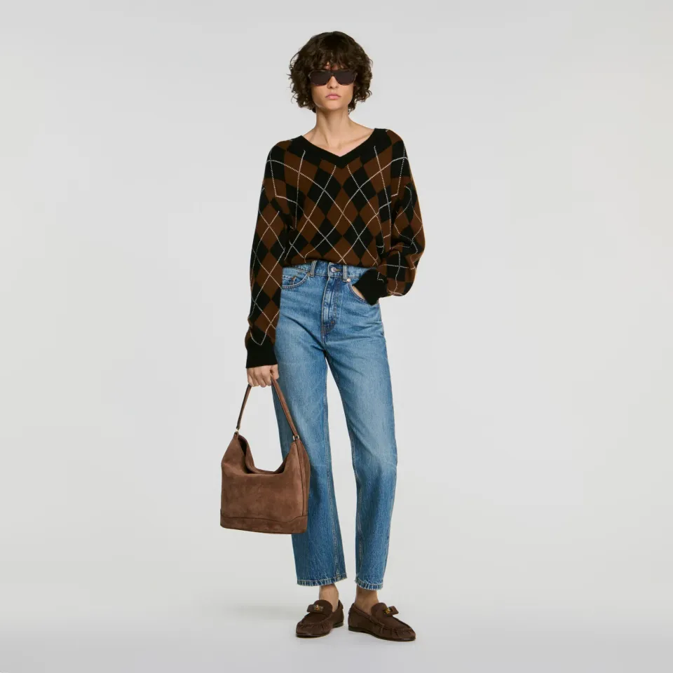 Rhinestone Argyle jumper