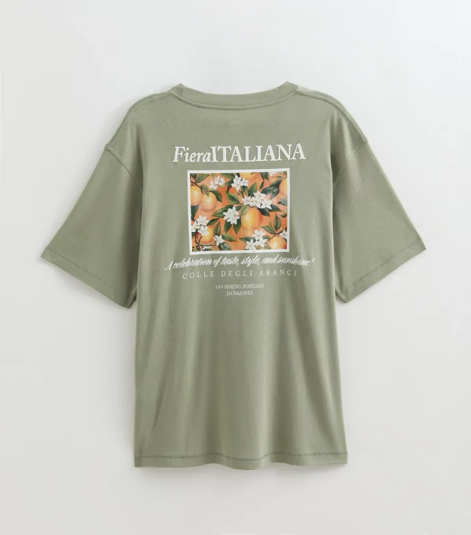 Men's Light Khaki Fruit Print T-Shirt