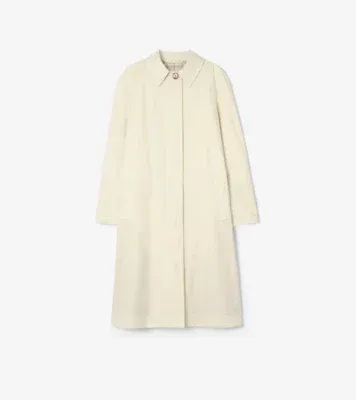 Long Tropical Gabardine Tickhill Car Coat in Tundra white