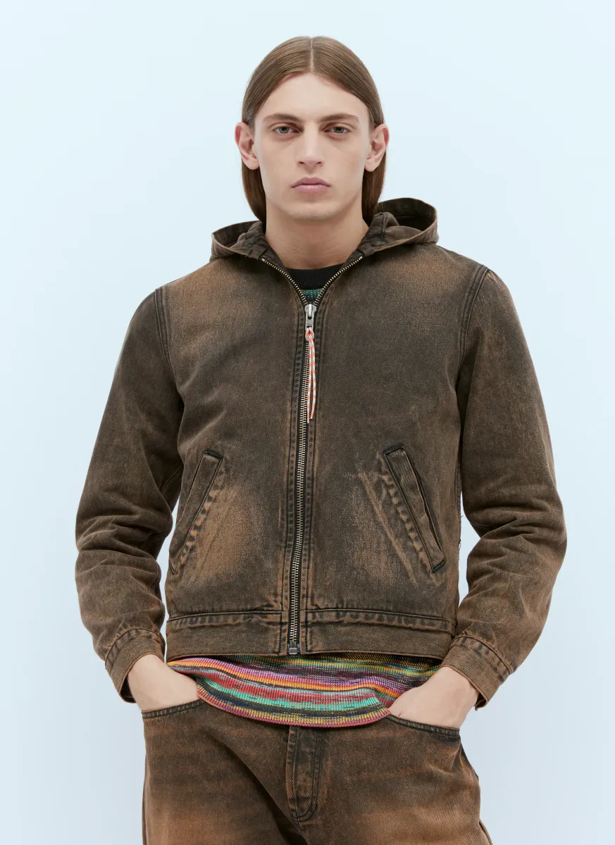 Acid Wash Hooded Denim Jacket