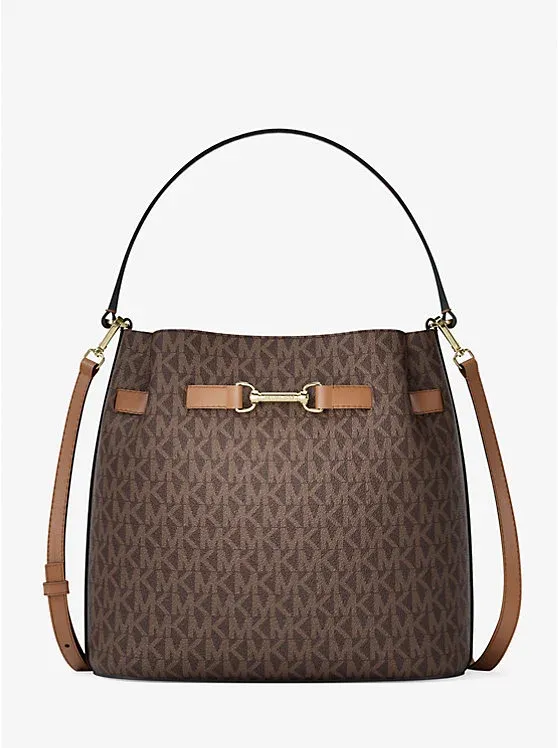 Carson Medium Signature Logo Convertible Bucket Crossbody Bag