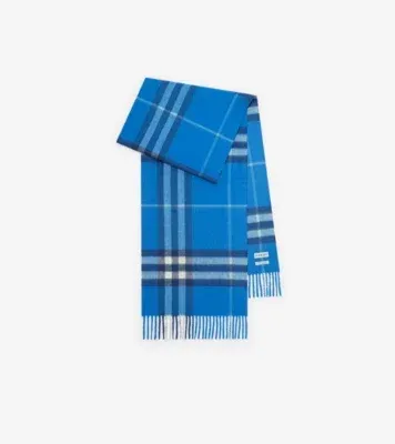 Check Cashmere Scarf in Lido blue