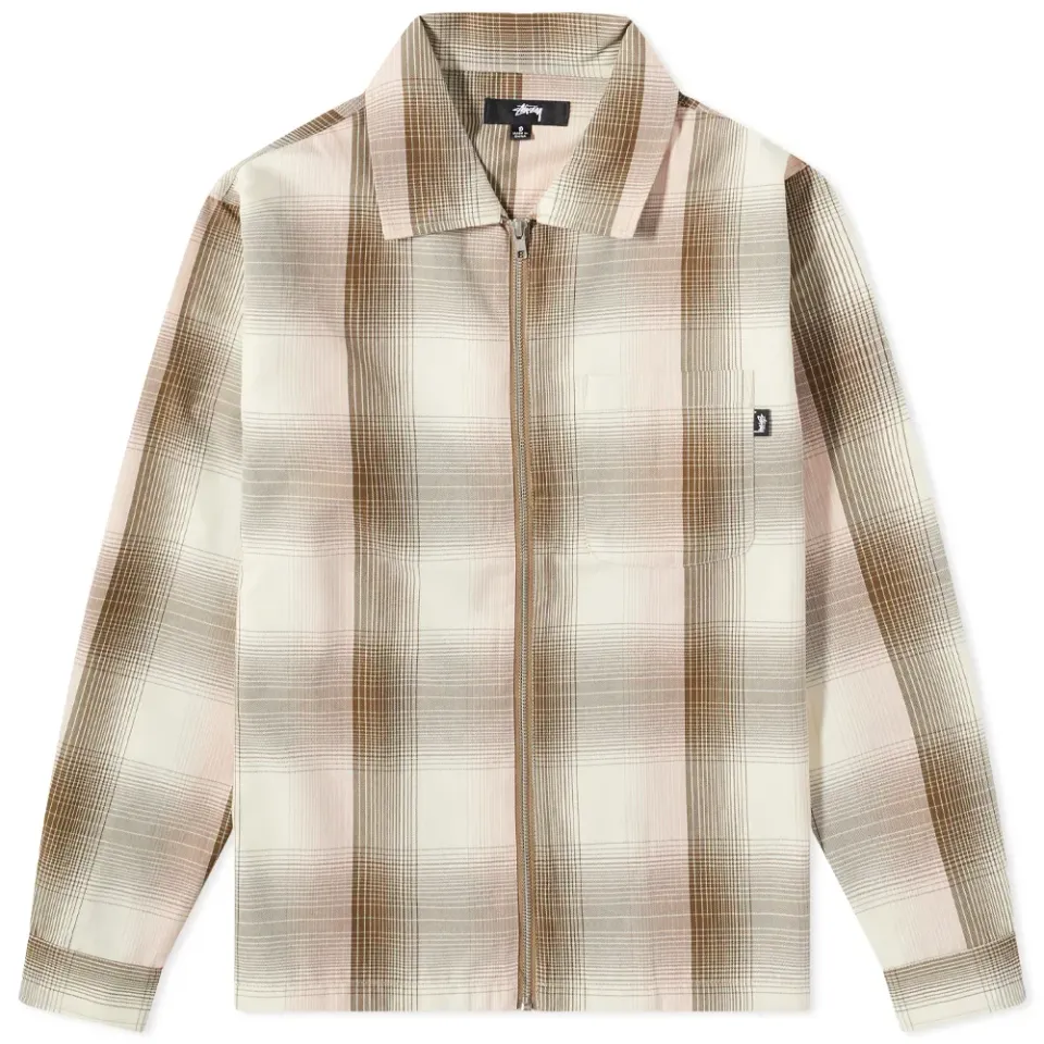 Shadow Plaid Zip Shirt