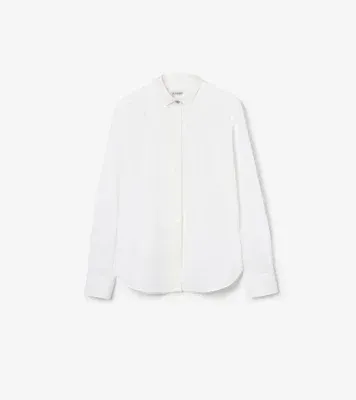 Classic Fit Grosgrain Trim Cotton Shirt in Optic white