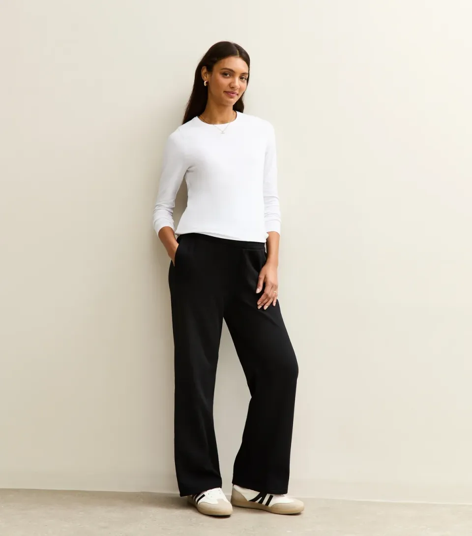 Women's Maternity Black Wide Leg Joggers