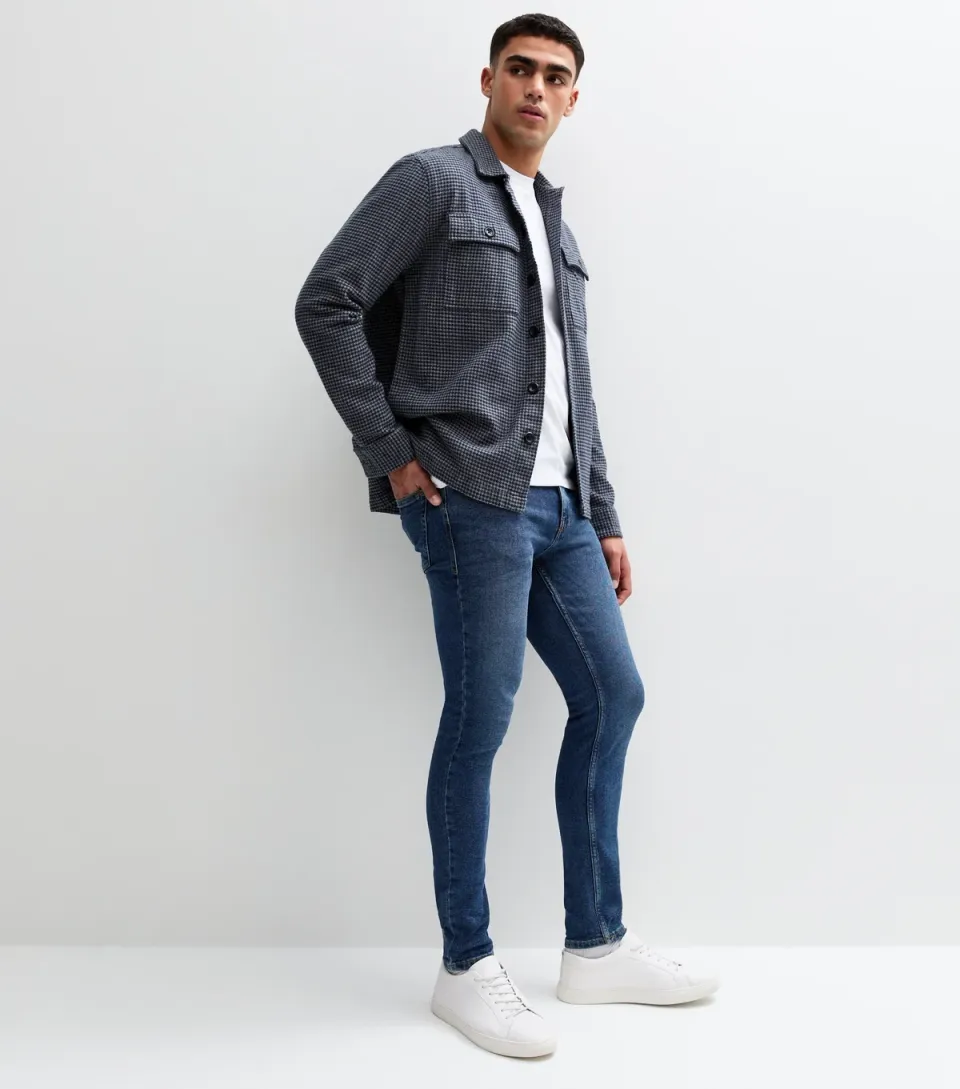 Men's Blue Mid Wash Skinny Stretch Jeans