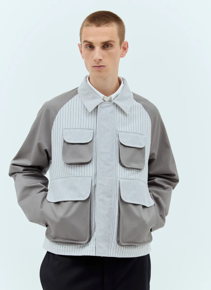 Seersucker Panels Field Jacket