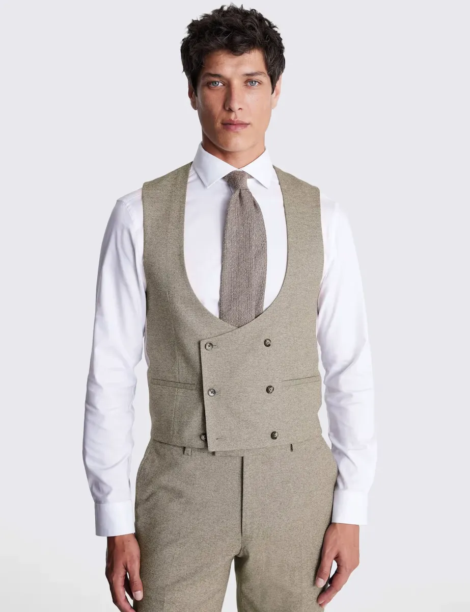 Slim Fit Stretch Double Breasted Waistcoat Neutral