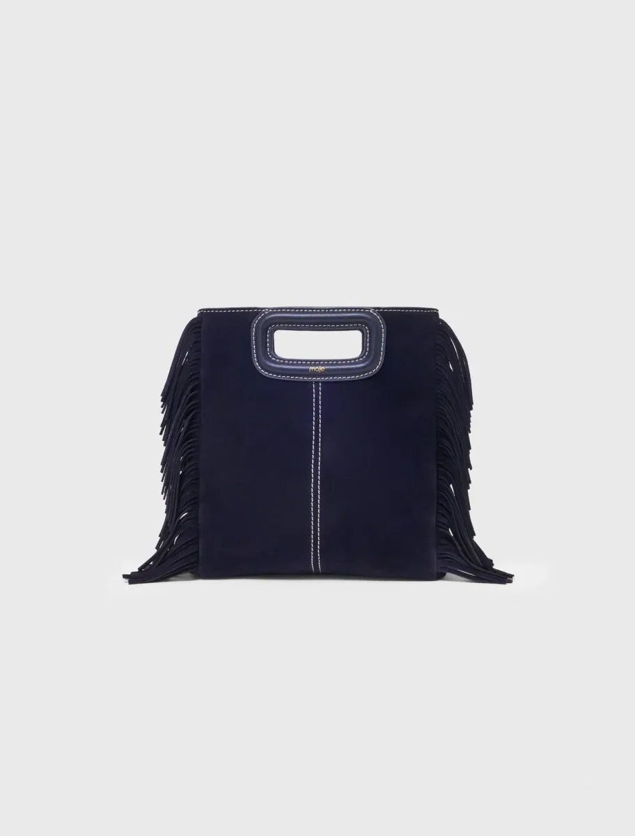 Topstitched suede M bag