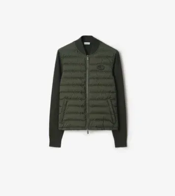 Quilted Nylon and Wool Jacket in Shale green