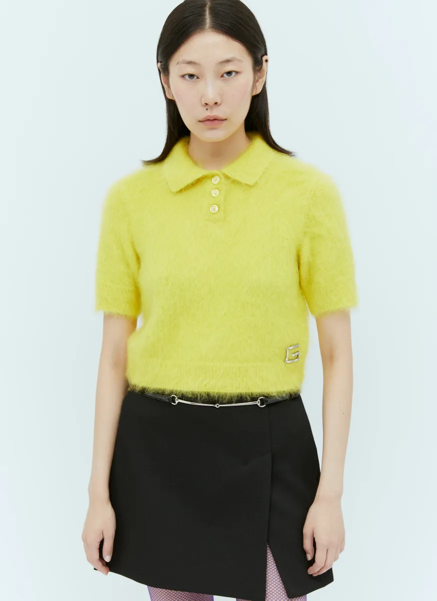 Crystal Embellished Logo Polo Top