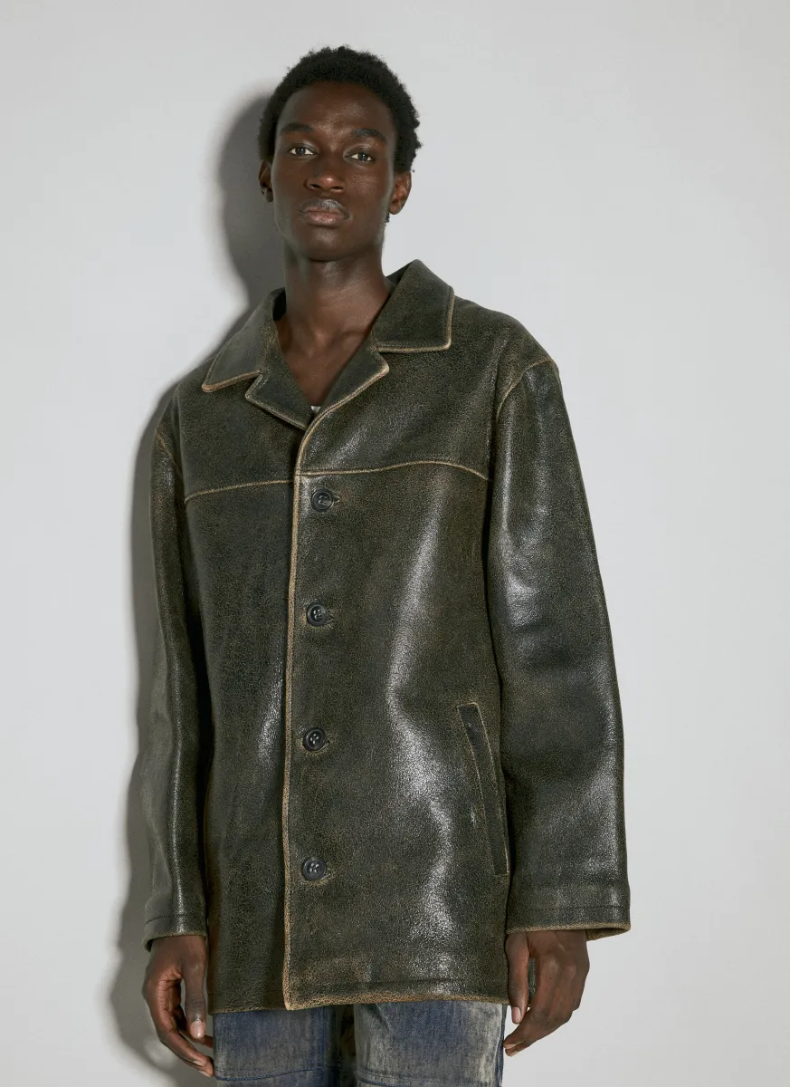 Crackle Leather Coat