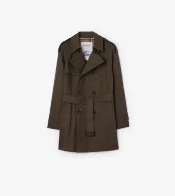 Mid-length Gabardine Leadenham Trench Coat in Estuary brown - Men, Cotton