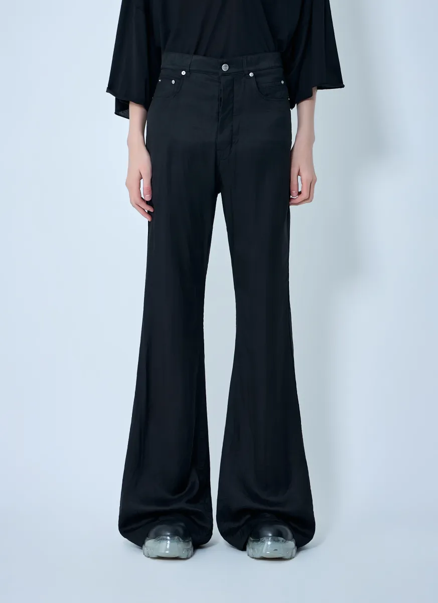Flared Trousers in Smooth Weave