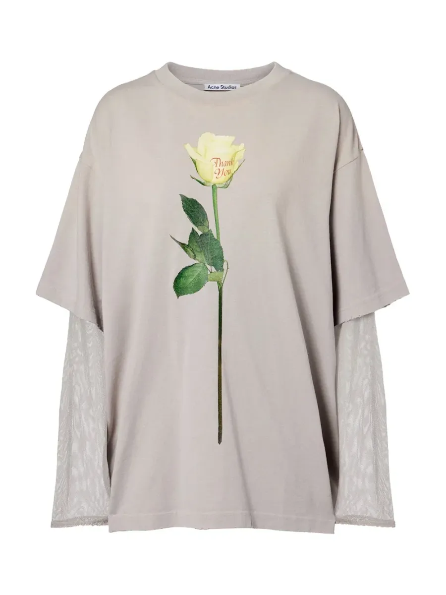 Women Layered T-Shirt Light Grey