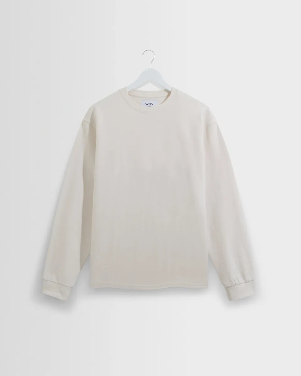 Hayden - Ecru Textured Organic Cotton Long Sleeve t-Shirt