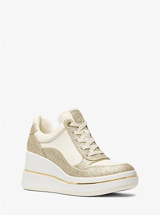 Emmy Signature Logo and Leather Wedge Trainer