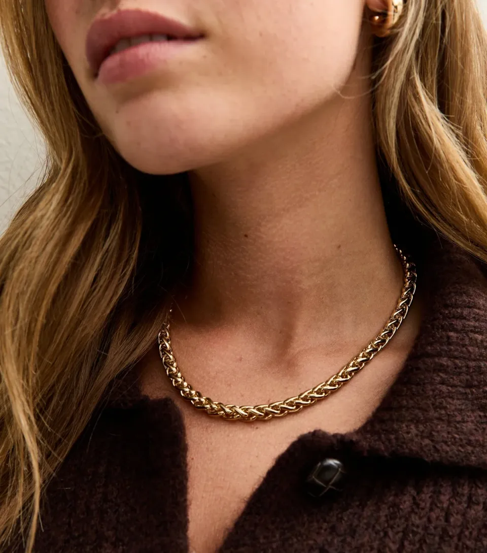 Gold Tone Rope Chain Necklace