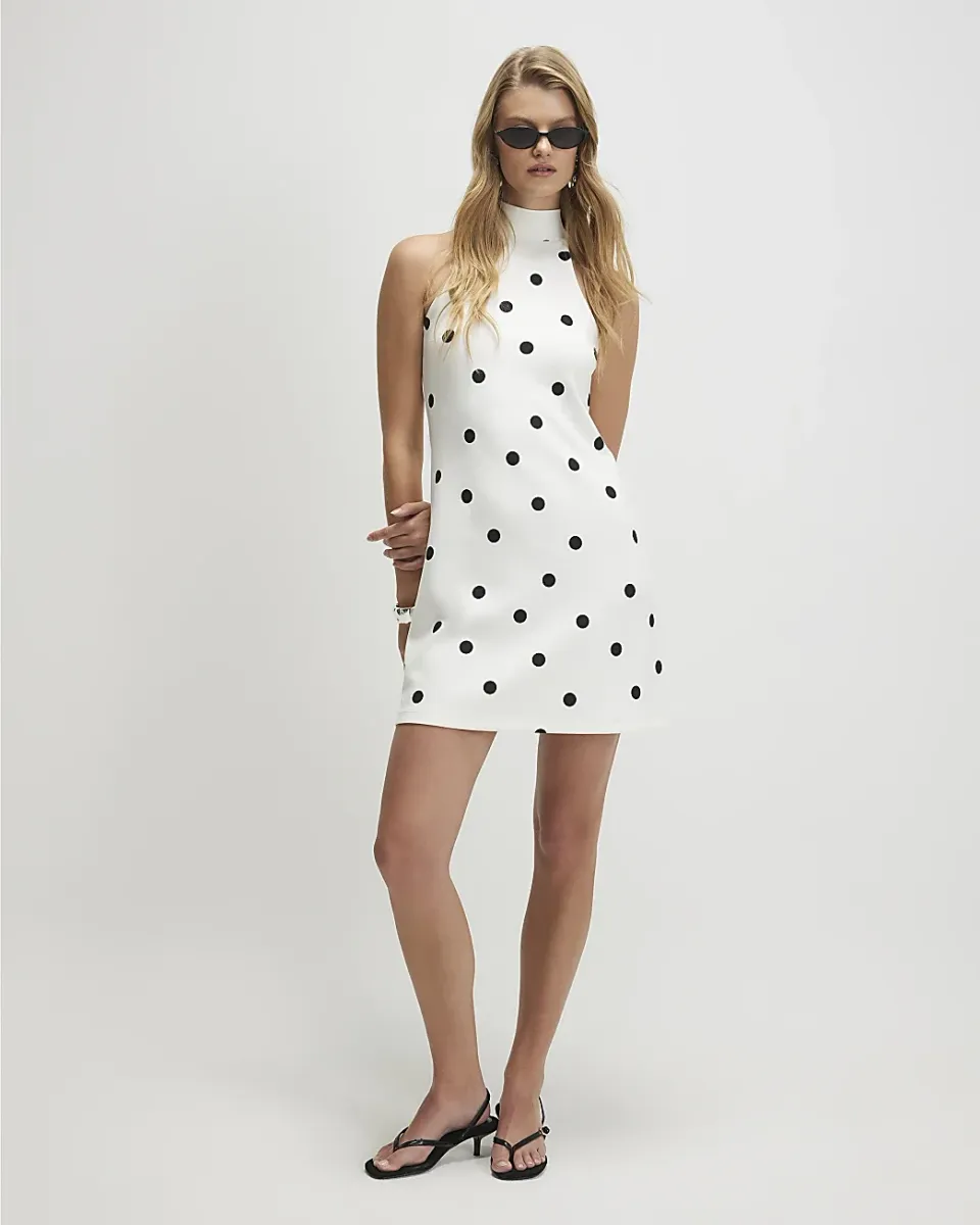 Premium Polka Dot Halter Mini Dress