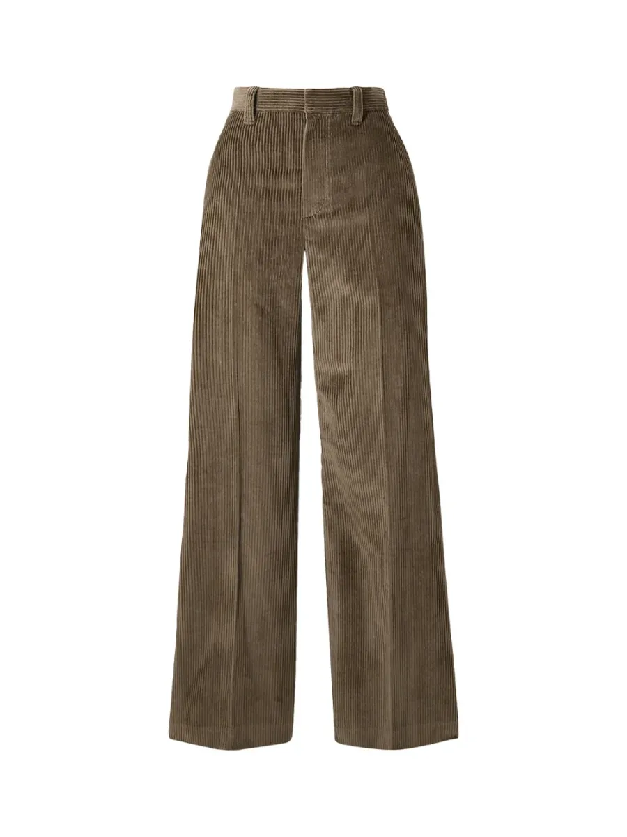 Women Cotton corduroy loose trousers brown