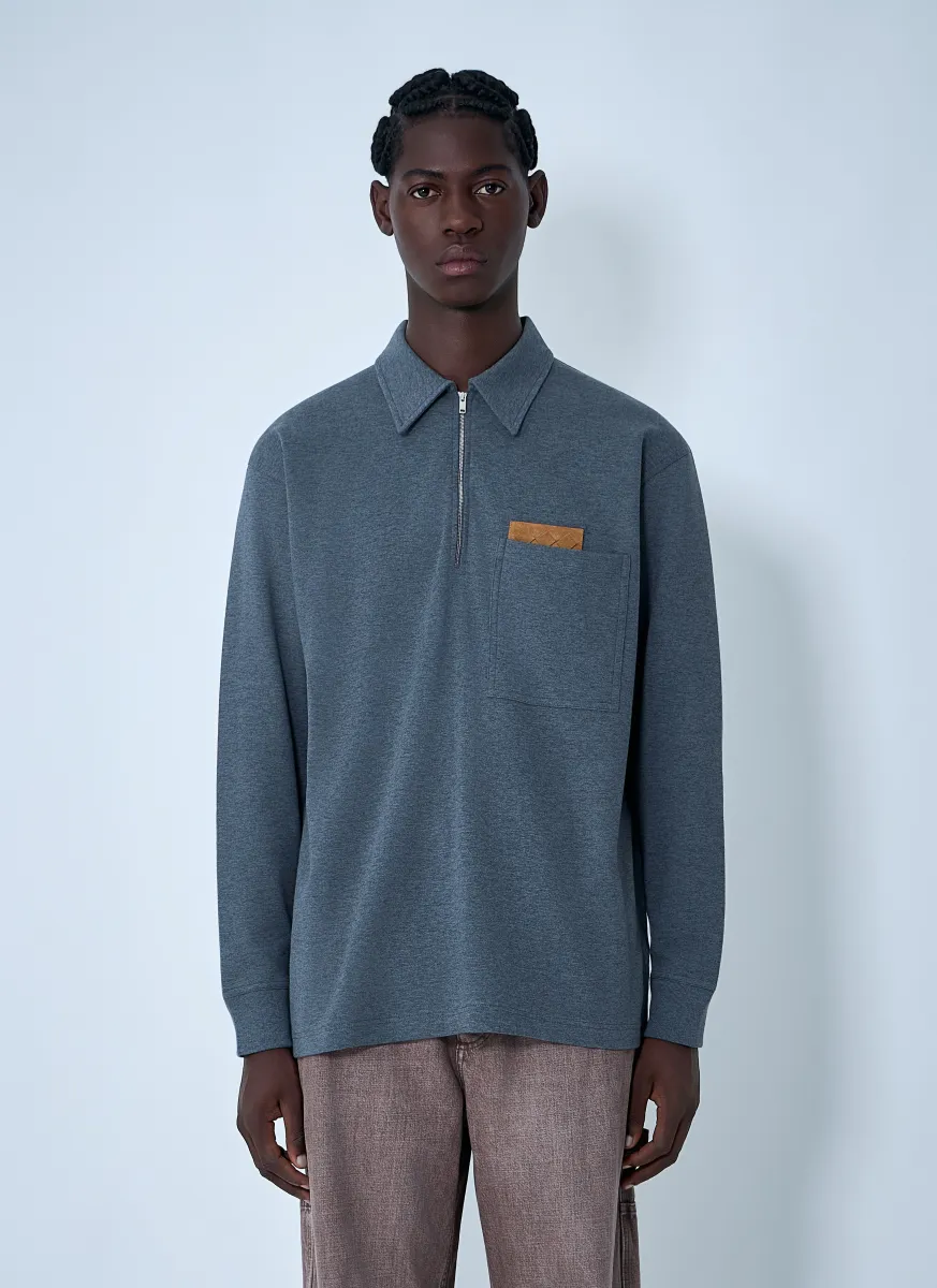 Double Cotton Melange Polo Shirt