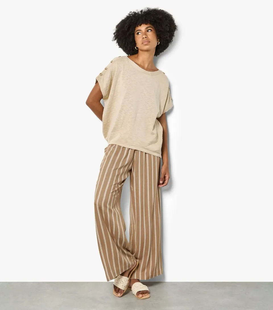 Women's Stone Striped Trousers