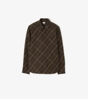 Classic Fit Check Cotton Shirt in Sepia brown