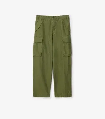 Cotton Cargo Trousers in Pasture green
