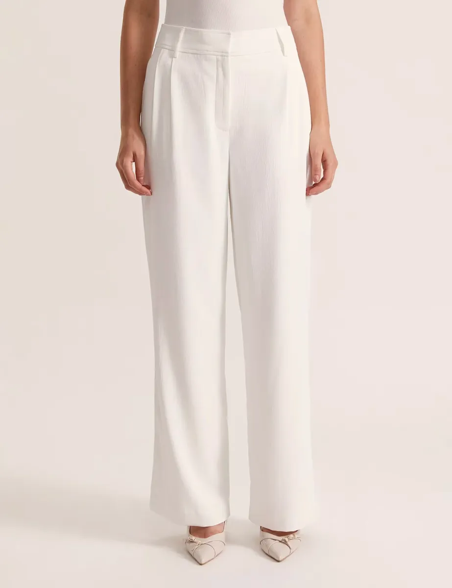 Tailored Wide Leg Trousers White
