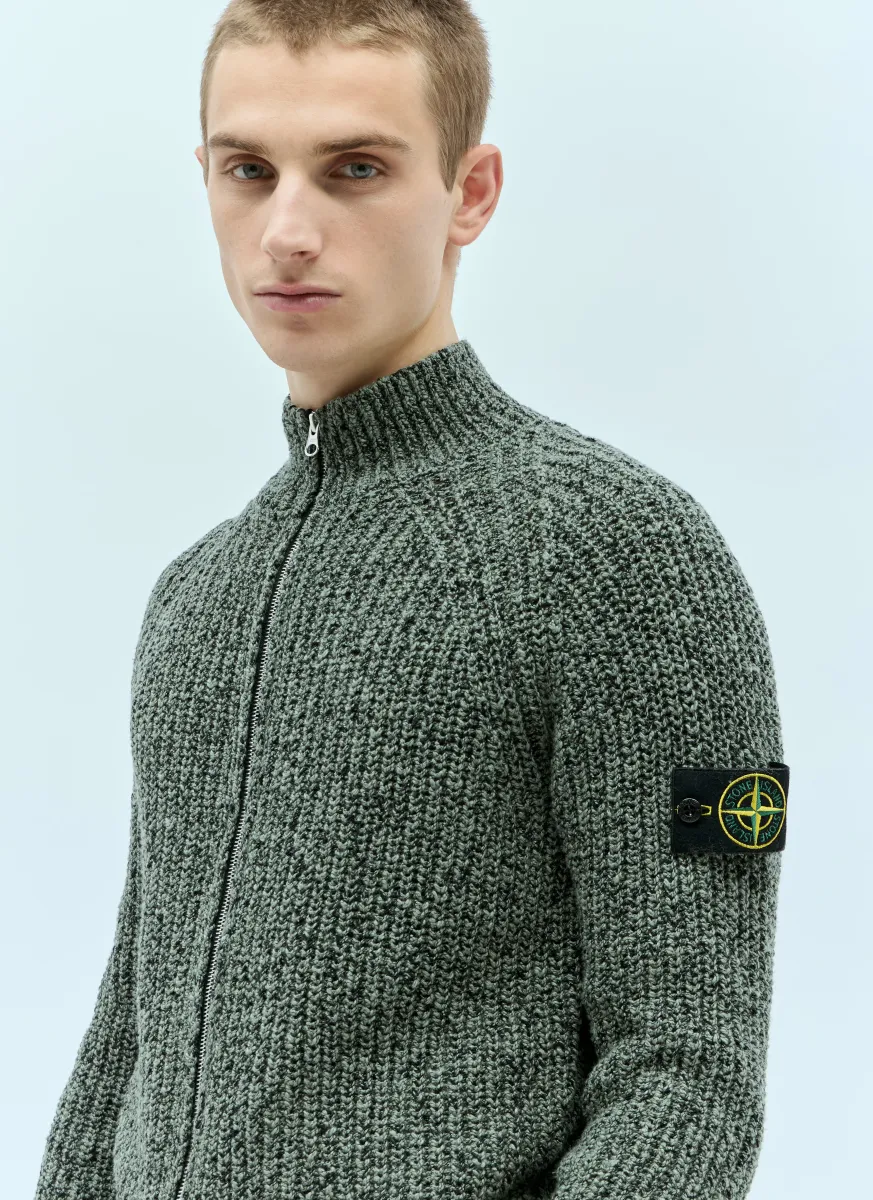 Zip-Up Knit Sweatshirt