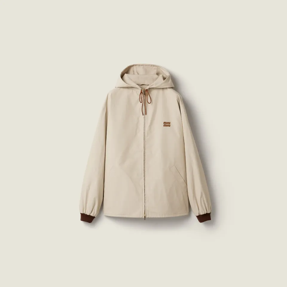 Single-breasted Panama cotton caban jacket