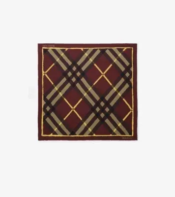 Watercolour Check Silk Scarf in Vineyard red