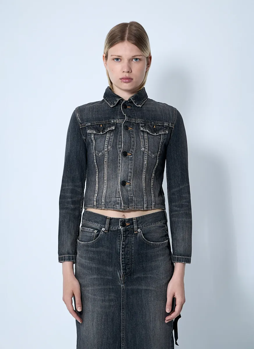 Lace-Up Denim Jacket
